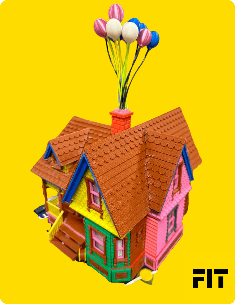 A colourful 3D printed house model
